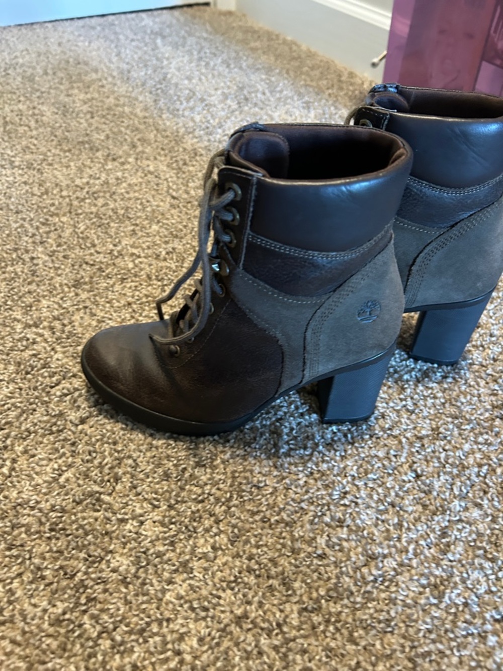 Timberland Women's Dark Brown Lace-Up Suede & Leather Ankle Boots
